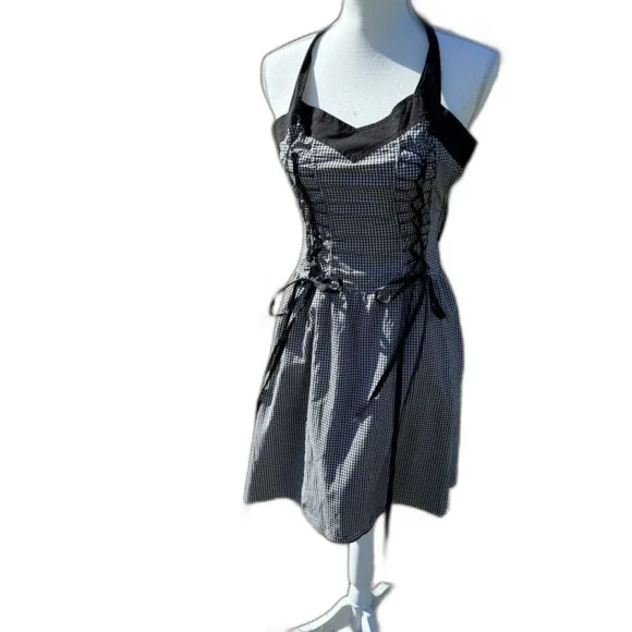Lip Service | Dresses | Vintage Lip Service Halter Pinup Dress Size Medium Black White Check Lace Up | Poshmark Lip Service | Dresses | Vintage Lip Service Halter Pinup Dress Size Medium Black White Check Lace Up | Poshmark